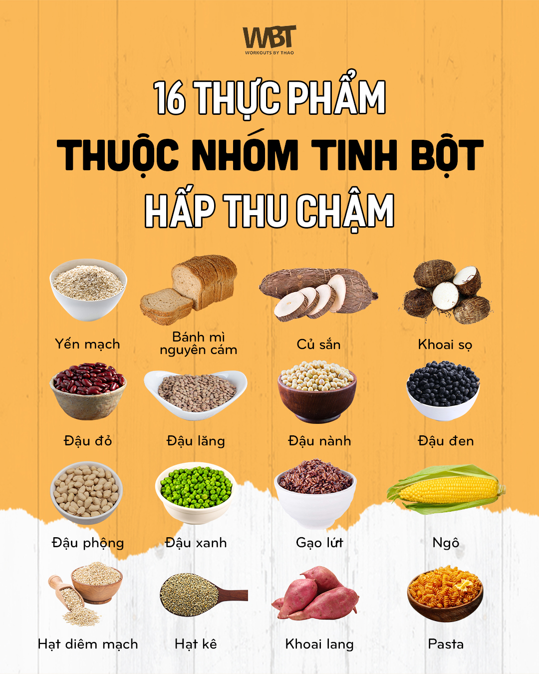 16 thực phẩm thuộc nhóm tinh bột hấp thu chậm